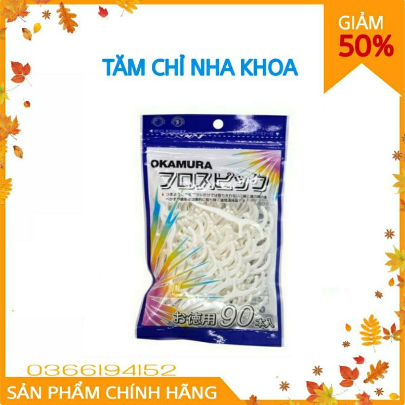 Tăm chi nha khoa Nhật Bản Okamura, gói 50 c,chăm sóc Răng miệng - Chính Hãng