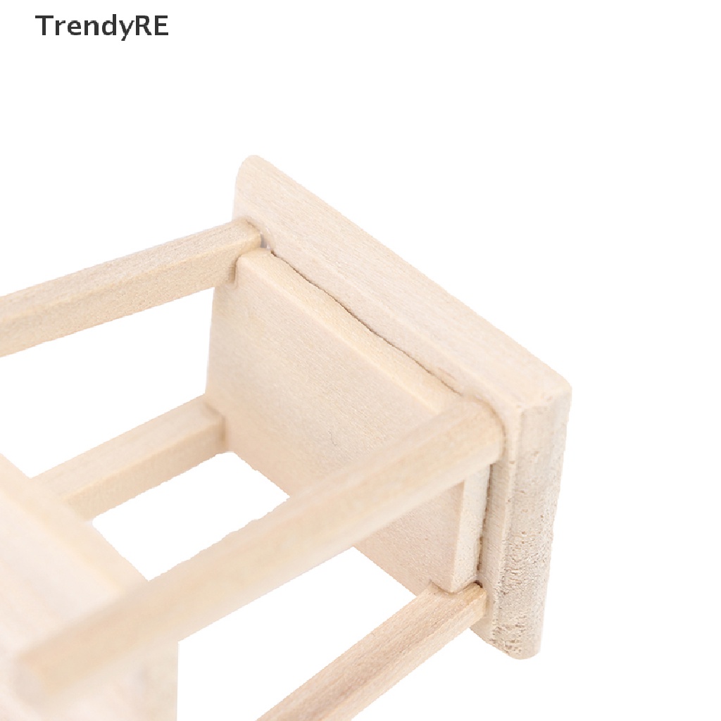 Trendy 1:12 Dollhouse Miniature Wooden Bonsai Stool Chair Model Furniture Accessories RE