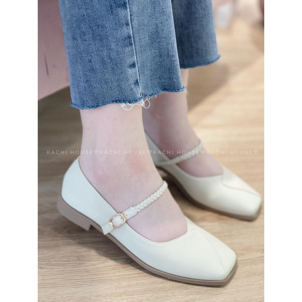 Bệt xie da lỳ mũi vuông quai tết ngang 6699-5