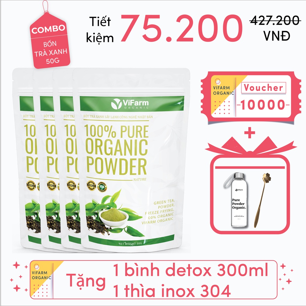 Bột matcha trà xanh VIFARM 50gram, bột làm bánh, đắp mặt, từ 100% trà xanh nguyên chất | BigBuy360 - bigbuy360.vn