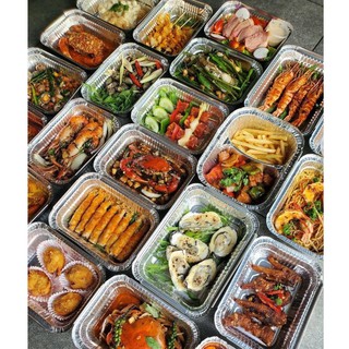 HỘP NHÔM, KHAY GIẤY BẠC đựng thực phẩm dùng 1 lần có ngăn có nắp đa dạng kích cỡ Dalaco.decor