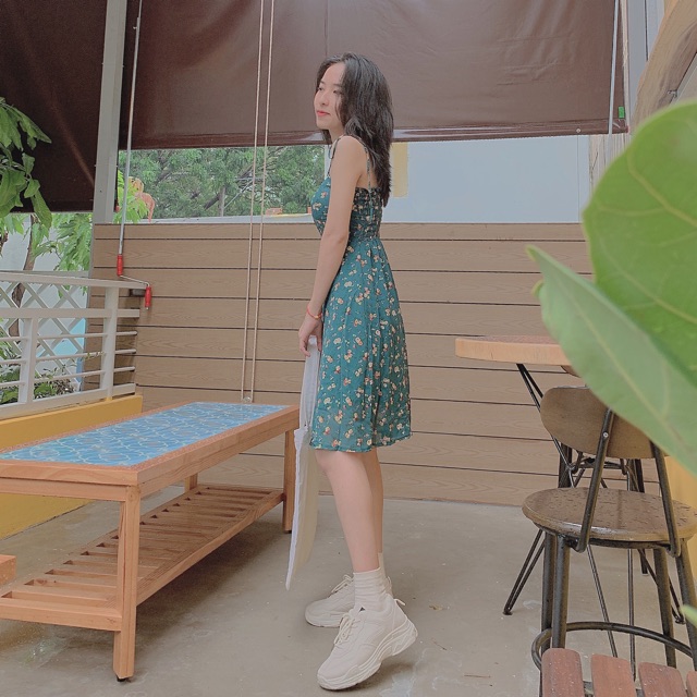 VÁY VOAN HOA HOA HAI DÂY KÈM MÚT | BigBuy360 - bigbuy360.vn