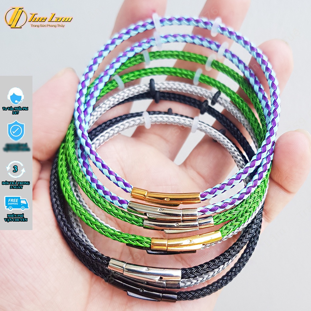 Dây Cáp Khóa Bấm Siêu Bền Đẹp - Màu Đen/Xám/Xanh Lá/Xanh Dương - Dây 3mm Phù Hợp mix charm, phụ kiện, vòng Tay - Tuệ Lâm