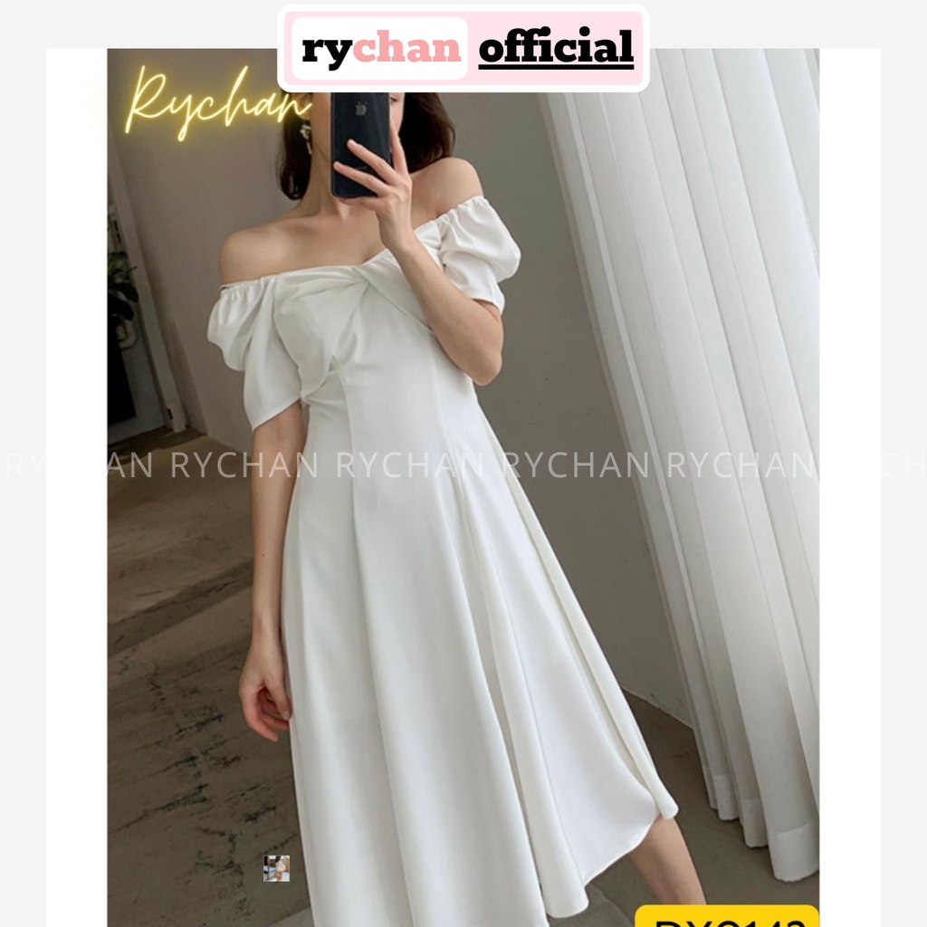 Đầm Trắng Xoè Midi Dáng Dài Chéo Ngực Mang Được 2 Kiểu, Đầm Trắng Đi Tiệc, Đầm Đi Tiệc Đám Cưới - DX0142