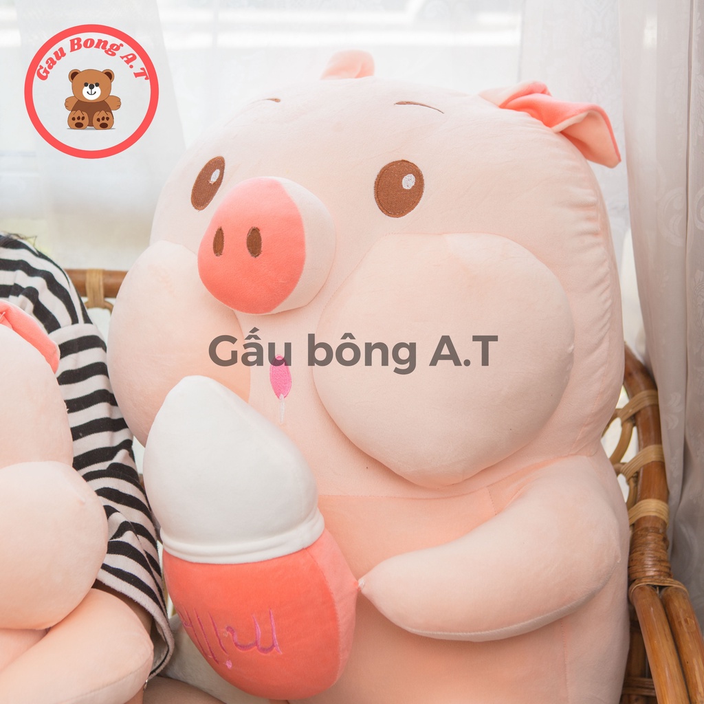 Gấu Bông Heo Ôm Bình Sữa, Lợn bú bình, thú nhồi bông siêu cute siêu hot hit hàng mềm mại cao cấp size 55cm-85cm-1m1