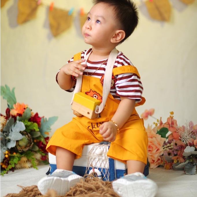 Set áo thun kèm yếm kaki cho bé trai bé gái 1 2 3 4 tuổi MINTSCLOSET Mint's Closet - S1160 - YE5059