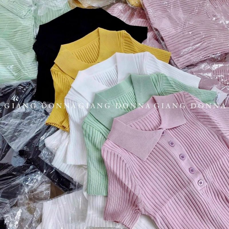 Áo len đũa khuy cổ bẻ hàng QCL1