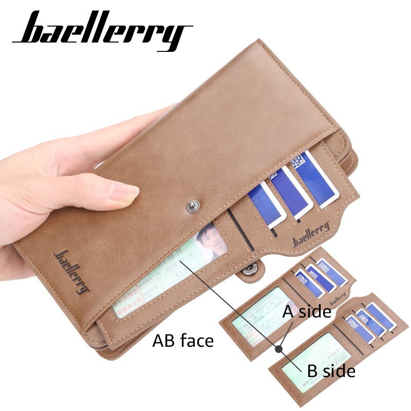 「COD」Baellerry Wallet Men's Clutch Bag Business Multi-card Driver's License Phone Bag Large Capacity Buckle Men's Bag