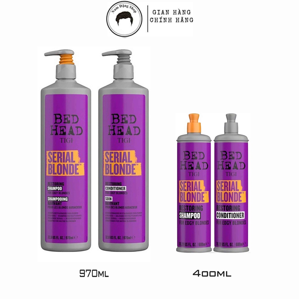 Bộ Dầu Gội &amp; Xả Tóc Tím Khử Vàng Cho Tóc Tẩy Hư Tổn Tigi Bed Head Serial Blonde Chính Hãng