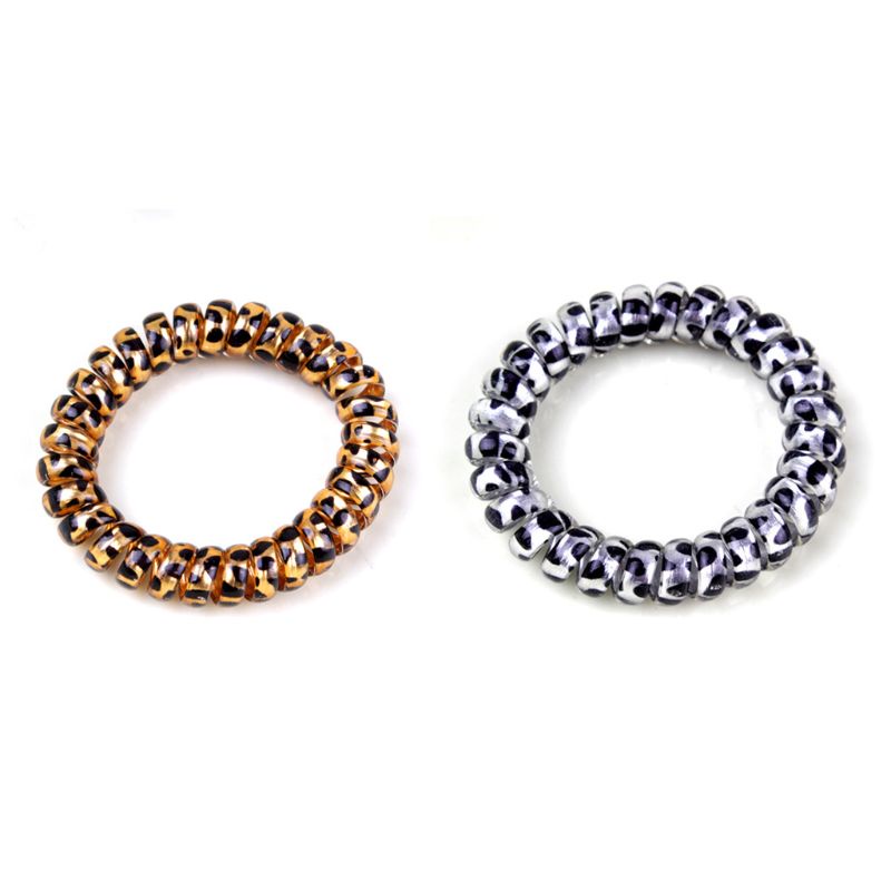 Youyo Dây Cột Tóc Xoắn Ốc Bằng Nhựa Họa Tiết Da Báo Nhiều Màu Sắc Cho Nữ