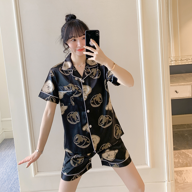 Bộ Đồ Ngủ Lụa Satin Phong Cách Hàn Quốc Thời Trang Cho Nữ Size M-2Xl