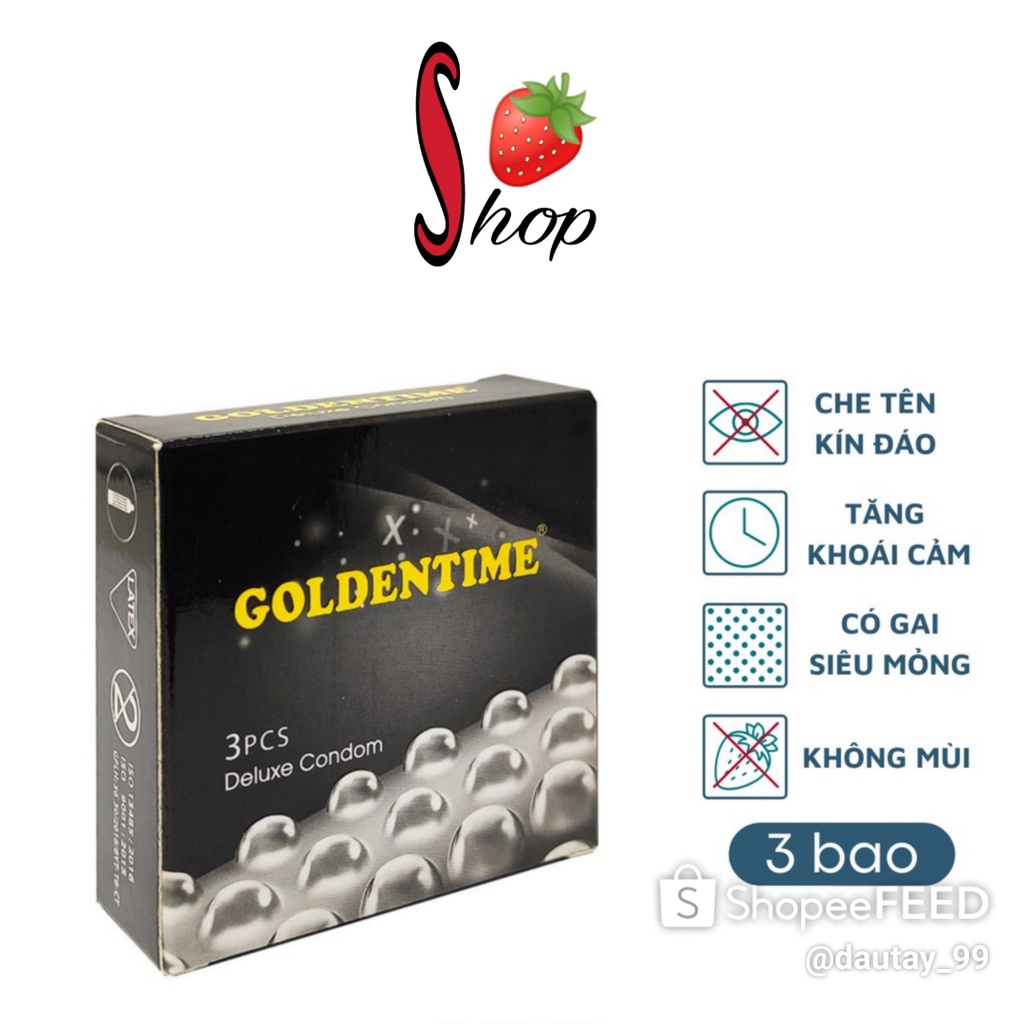 Bao Cao Su Goldentime gai nổi - Hộp 3 BCS