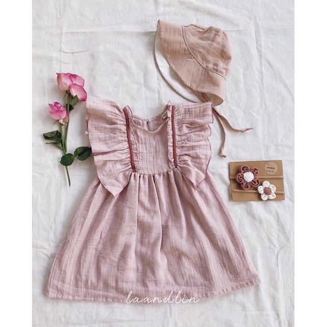 VÁY ĐẦM BÉ GÁI/ AMOR DRESS MÀU HỒNG CÓ SẴN CHO BÉ GÁI TỪ 9 THÁNG ĐẾN 4 TUỔI