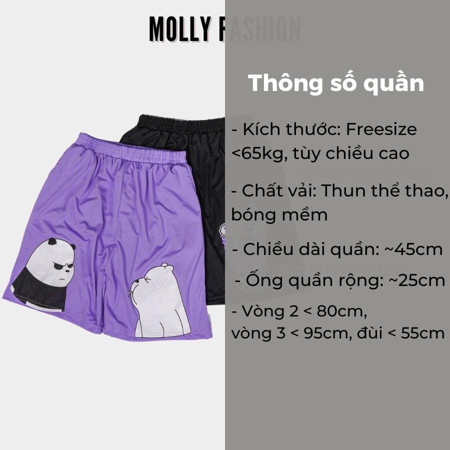 Quần Short nam nữ hoạt hình nhiều mẫu form rộng Unisex Freesize 38-65kg Molly Fashion