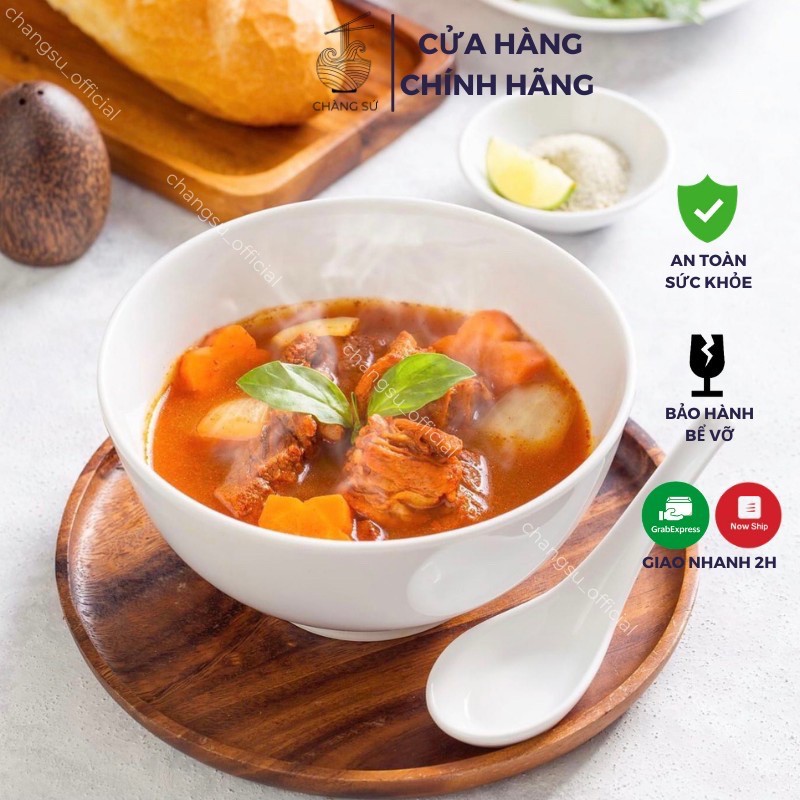 Bộ bát đĩa ăn cơm gia đình đẹp 12 món cơ bản - Set chén dĩa sứ trắng dễ thương HCB12