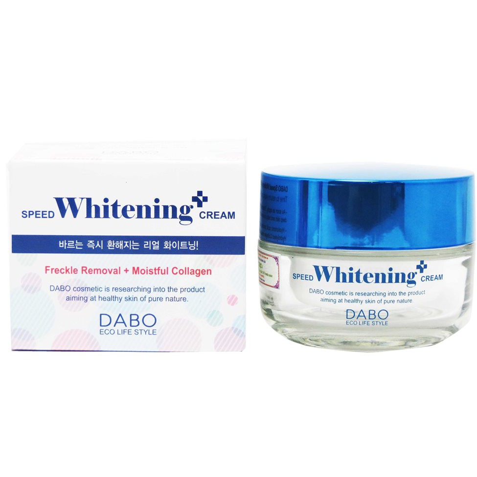 Kem dưỡng trắng da Dabo Speed Whitening Crem  Hàn Quốc 50g/ Hộp Và 1 gói tẩy da chết Beauskin Apple 3ml/gói