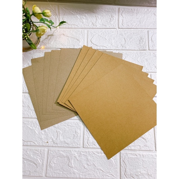 Combo 5-10 tờ giấy kraft kích thước 20x20cm định lượng 200-400gsm dùng làm nền scrapbook