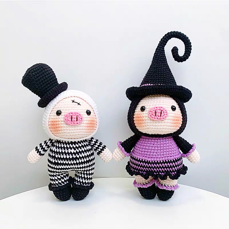Chủ Đề Heo Halloween - Gói DIY Gói Nguyên Liệu Móc Len - Quà Tặng Handmade Tự Làm [Có hướng dẫn]