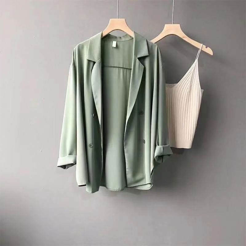 Brroa Áo Khoác Blazer Mỏng Nhẹ Tay Dài Có Cổ Cài Nút Thời Trang Công Sở Cho Nữ