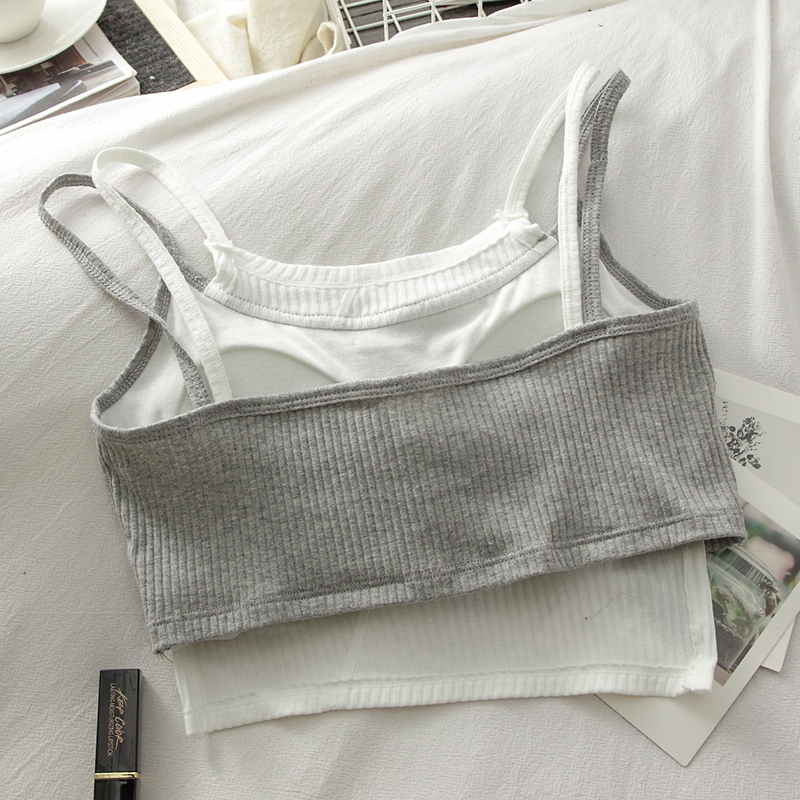 Áo Hai Dây Dáng Ngắn Giả Nhiều Lớp Có Đệm Ngực Thời Trang Trẻ Trung Cho Nữ | BigBuy360 - bigbuy360.vn