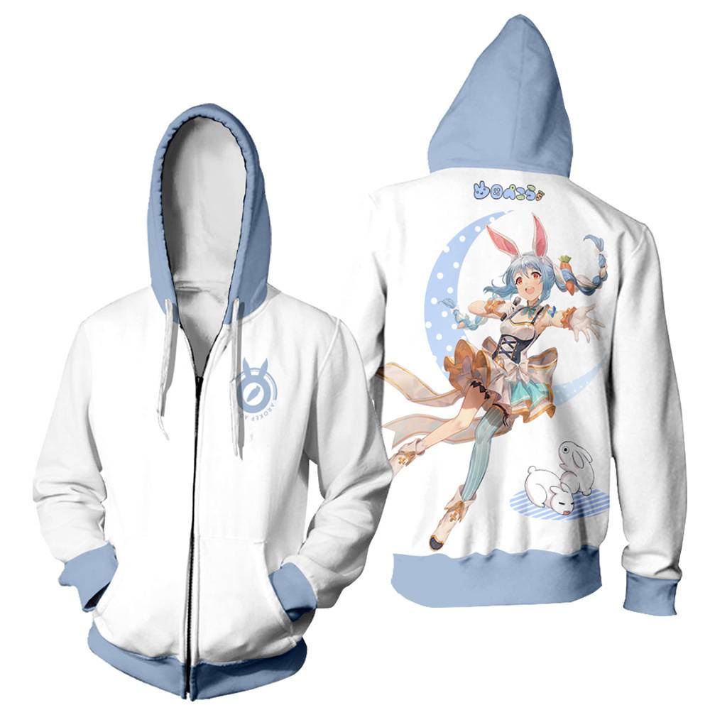 GN Hololive Usada Pekora Áo khoác Anime dài tay Cosplay dáng rộng thời trang Unisex