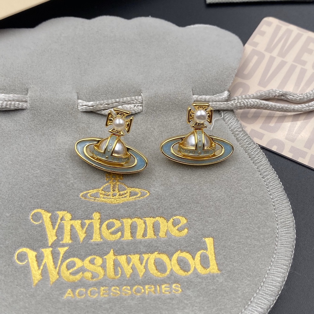 Khuyên Tai Tròn Khắc Chữ Vivienne Westwood Bằng Thép Titan Thời Trang Cho Nữ
