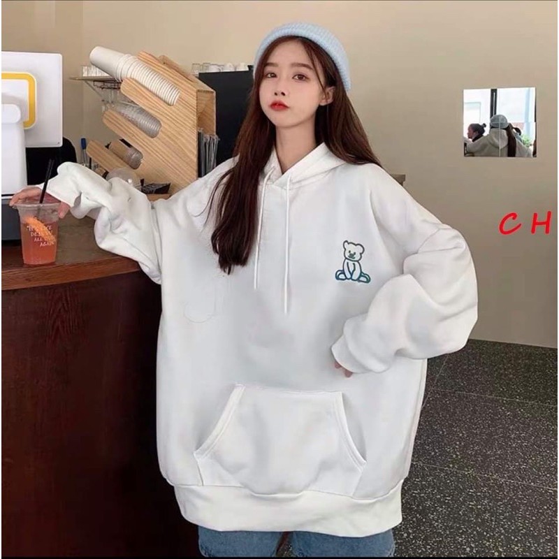 Áo Hoodie Unisex Phản Quang Nam Nữ Thu Đông Xinh Cute Chất Nỉ Ấm Áp In Gấu SAO BKOCK Phong Cách Hàn Quốc Mặc Đi Học