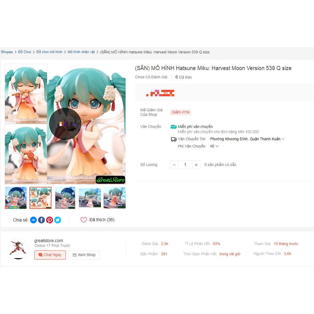 MÔ HÌNH Hatsune Miku: Harvest Moon Version 539 Q size