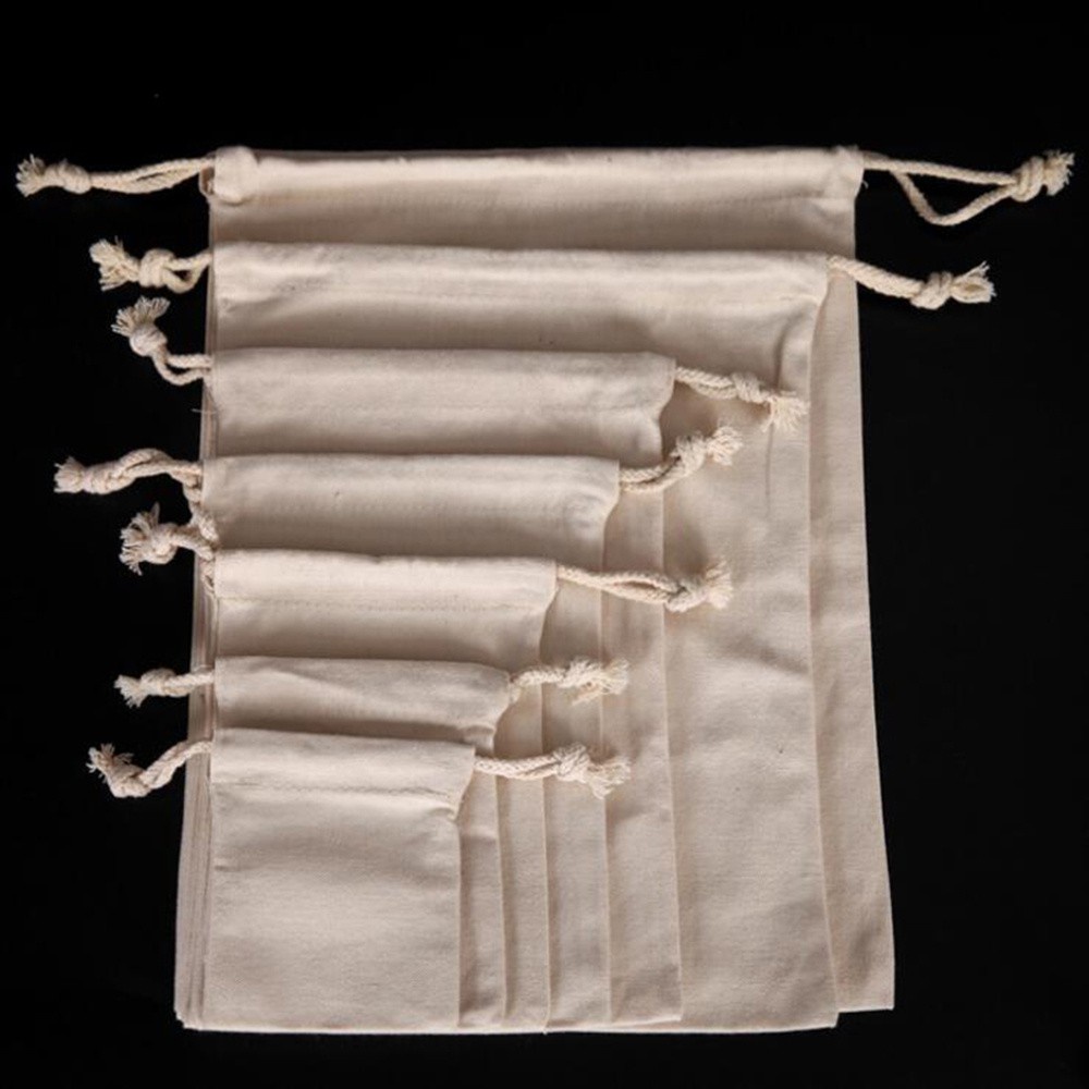 Túi đựng vải lanh cotton dây rút tiện lợi dành cho rau củ đồ chơi