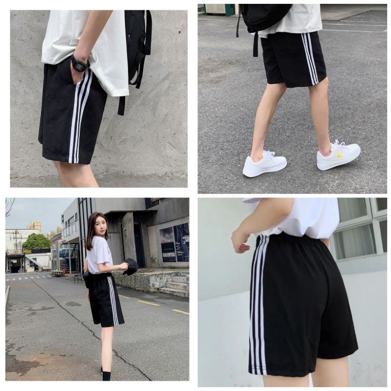 38-100kg quần nam nữ short 3 sọc thời trang bigsize Sói Store