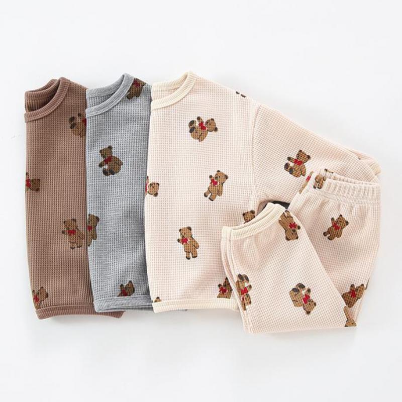 Bộ Đồ Ngủ In Họa Tiết Gấu Hoạt Hình Thời Trang Xuân Thu 2023 Cho Bé Sơ Sinh