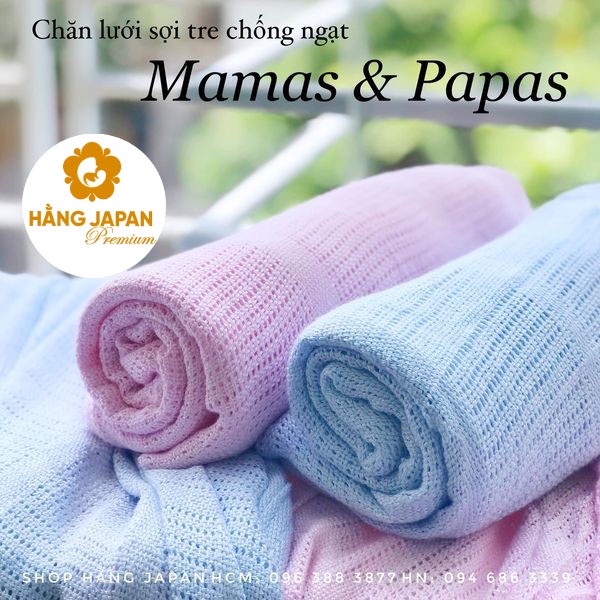 Chăn lưới sợi tre siêu mềm xuất Anh Mamas &amp; Papas size 100x150cm chống ngạt hơi siêu thoáng mát