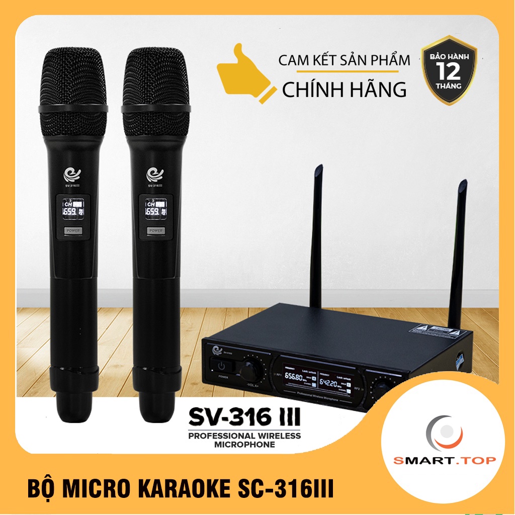 Bộ Micro Không Dây SV-316 | MV01 | W003 | W003A Cao Cấp Hát Karaoke Cực Hay Dùng Cho Loa Kéo, Amply, Tần Số UHF