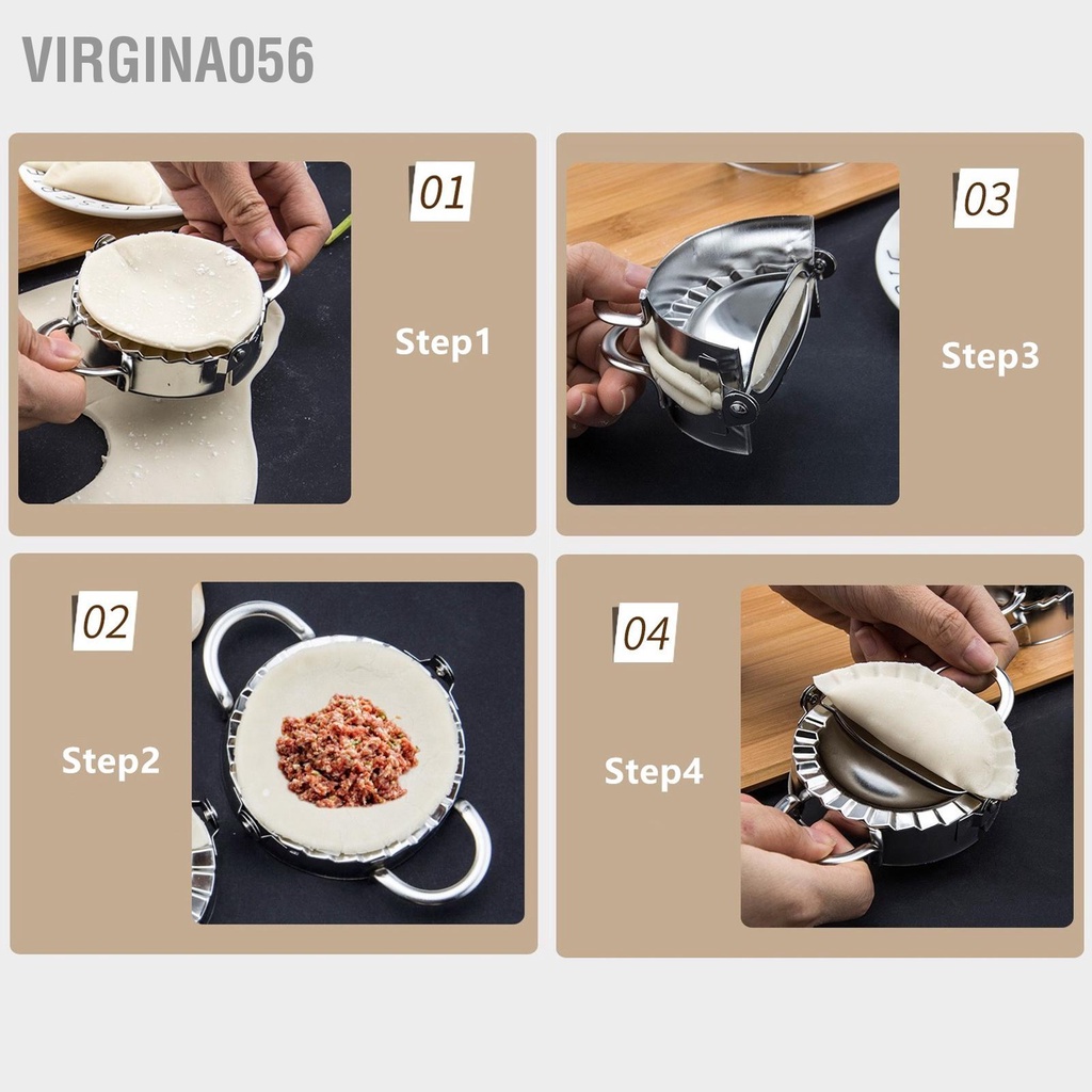 Virgina056 Máy làm bánh bao Gói bằng thép không gỉ 304 cắt Pie Ravioli Làm công cụ khuôn gấp