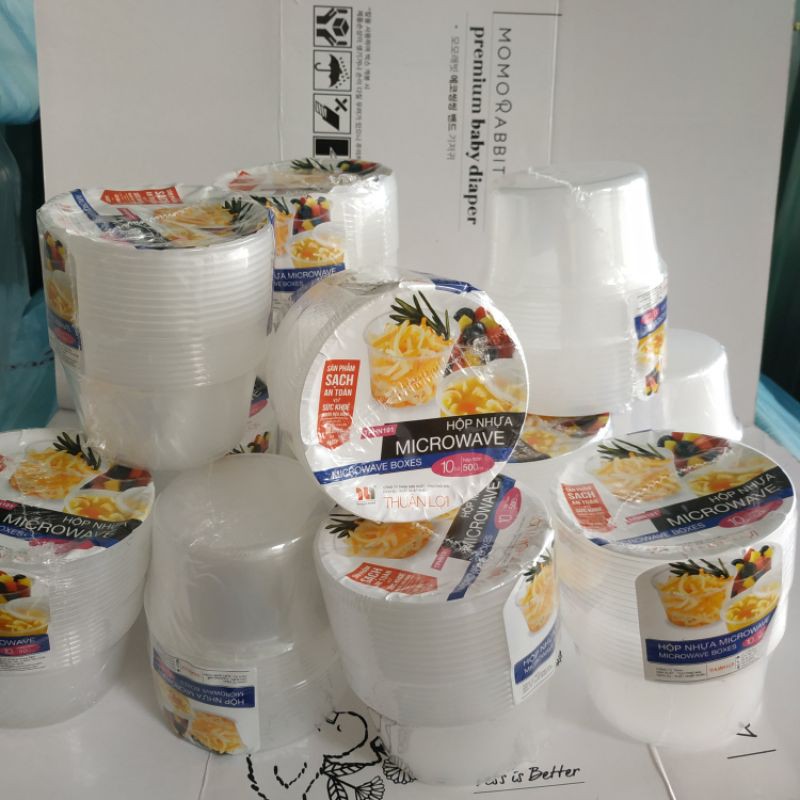 Hộp nhựa tròn đựng thức ăn, hộp nhựa đựng thực phẩm 500 ml - Set 50c cả nắp