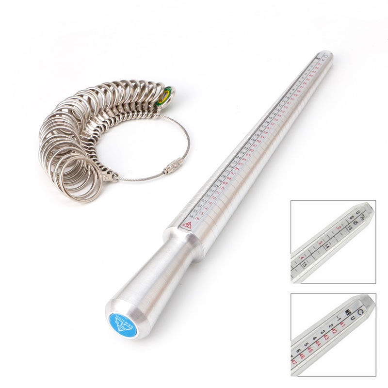 Set dụng cụ đo ni nhẫn đeo ngón tay bằng kim loại tiêu chuẩn