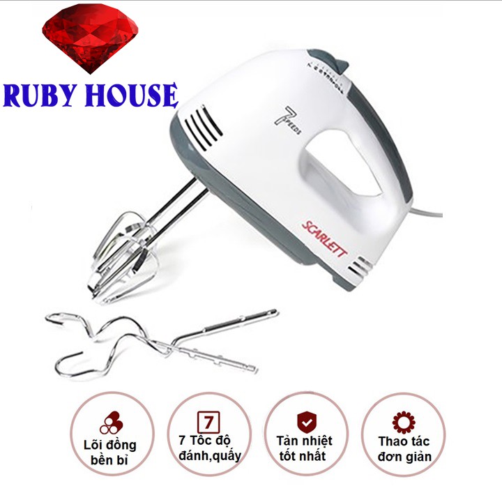 Máy đánh trứng cầm tay Scarlett CHÍNH HÃNG, máy đánh trứng 7 tôc độ-Ruby House