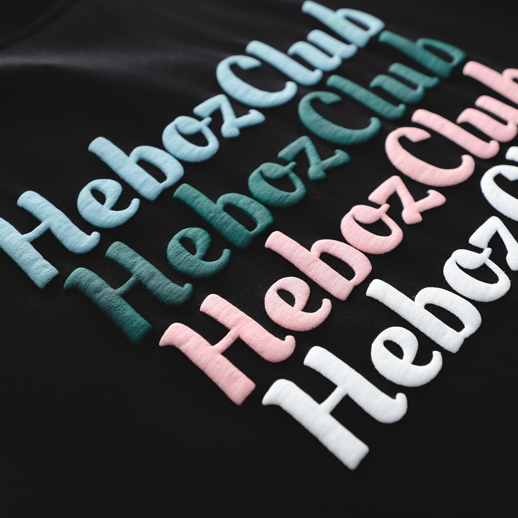 Áo thun nam cổ tròn HEBOZ color block vải cotton 2 chiều, co giãn nhẹ in họa tiết nổi cao cấp BLACK - 00001175