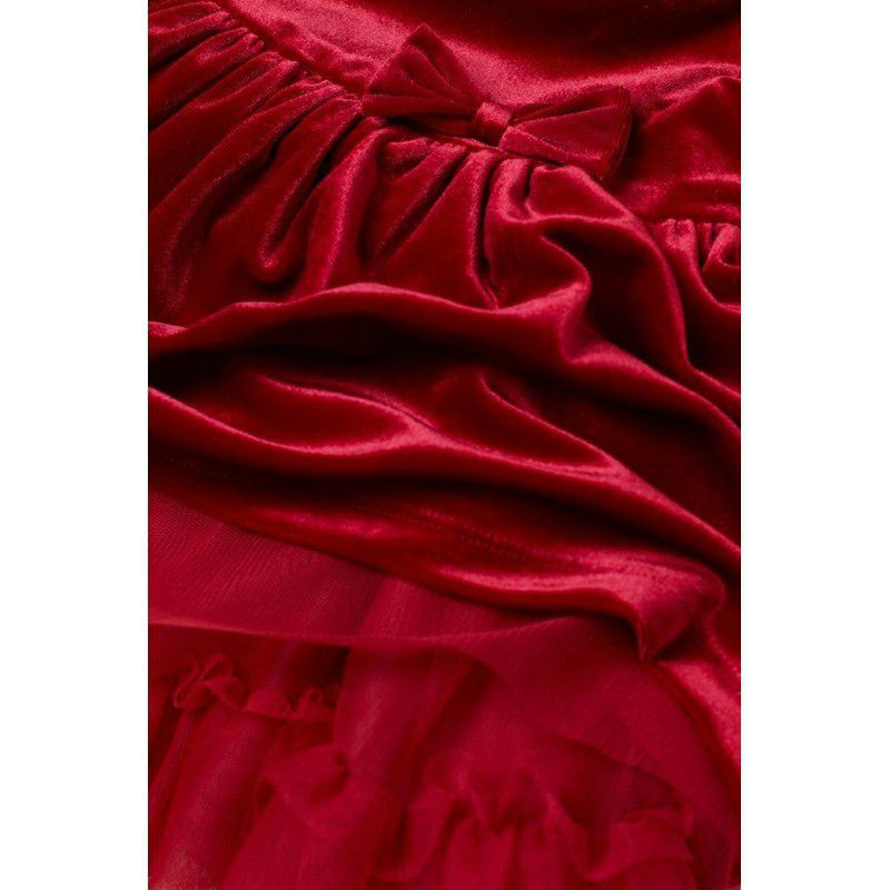 Váy nhung đỏ Hm dư xịn cho bé gái 4/6m