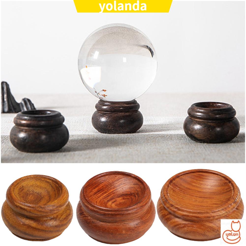 ☆YOLA☆ Craft|Sphere Pedestal Fixed Seat Wood Display Stand Ball Holder Desktop Ornament Home Decoration Natural Photography Props Glassball Base