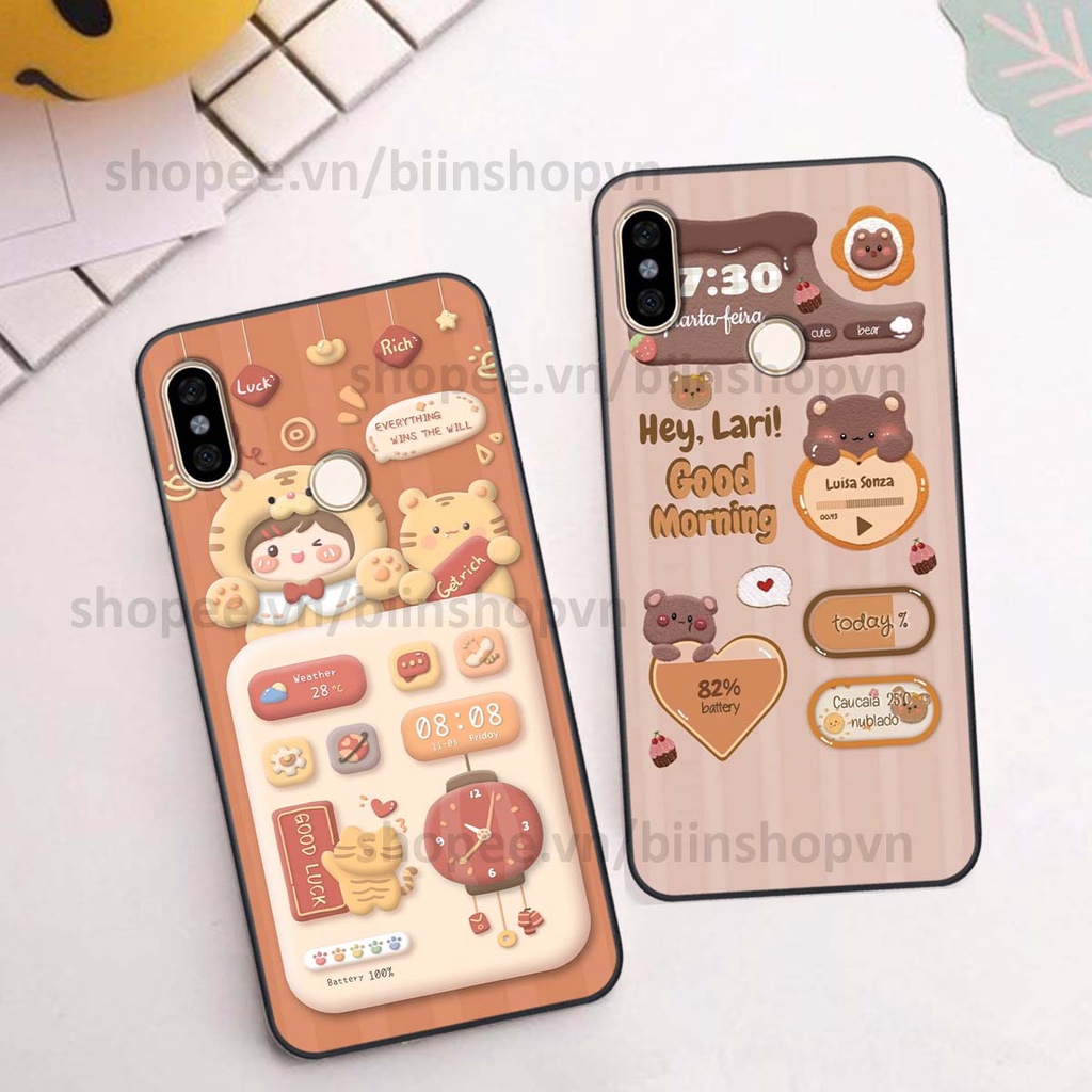 Ốp Xiaomi Redmi Note 5 / Note 6 in 3D icon gấu nổi siêu xinh, siêu đáng yêu, cá tính phong cách