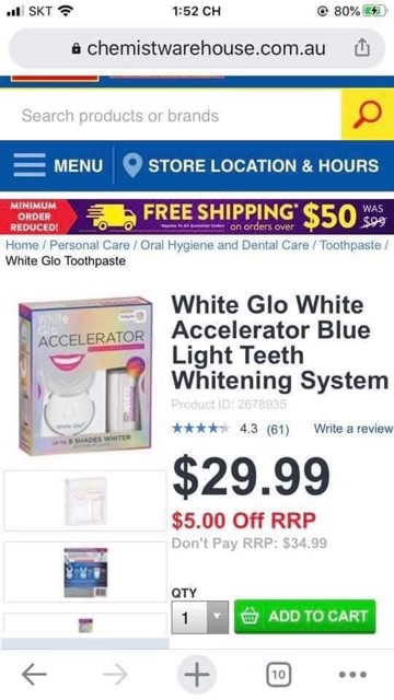 Máy làm trắng răng Glo White accelerator Blue Light