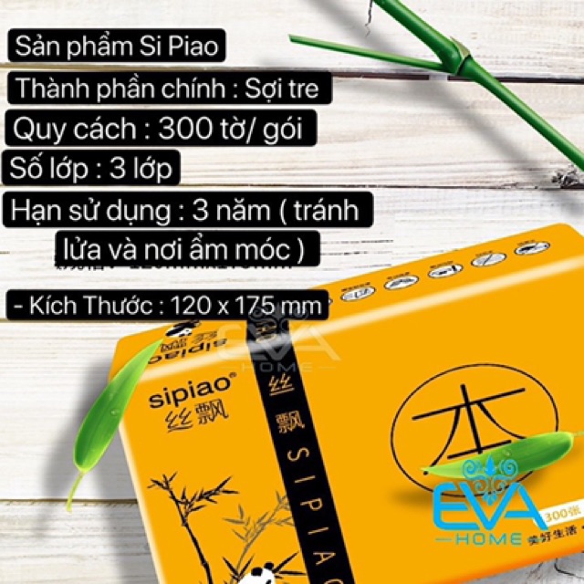 Combo 2 Gói Giấy Ăn Gấu Trúc Dai Mịn Sipiao Gói 300 Tờ