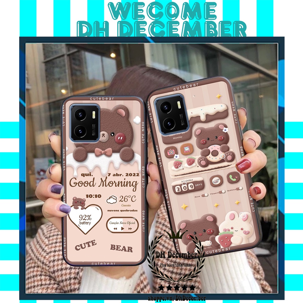 Ốp lưng Vivo Y15S in hình 3D GẤU HỒNG-GẤU BE3R -XINH XẺO CỰC ĐẸP