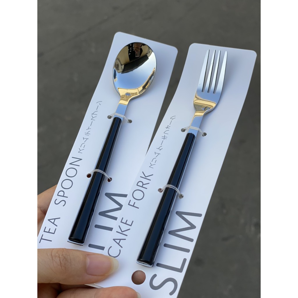 Bộ thìa + dĩa (muỗng, nĩa) inox Slim - Nhật Bản (bộ 2 sản phẩm: thìa+ dĩa)