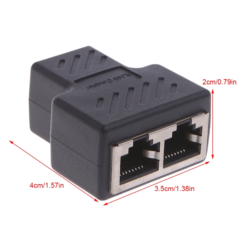 1 To 2 Ways LAN Ethernet Network Cable RJ45 Female Splitter Connector Adapter