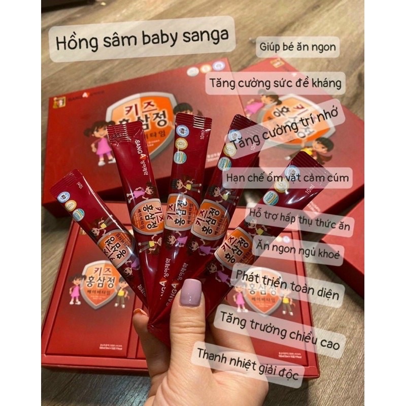 Hồng sâm trẻ em baby Sang A  Korea Red Ginseng Baby - Nước hồng sâm baby Sanga hàn quốc hộp 30 gói