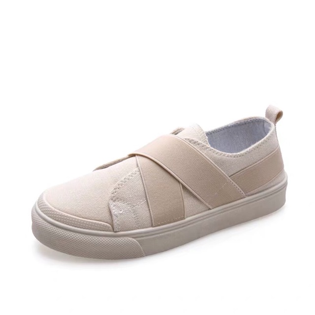 Giầy slipon vải hoạ tiết chun bản to bắt chéo siêu đẹp | BigBuy360 - bigbuy360.vn