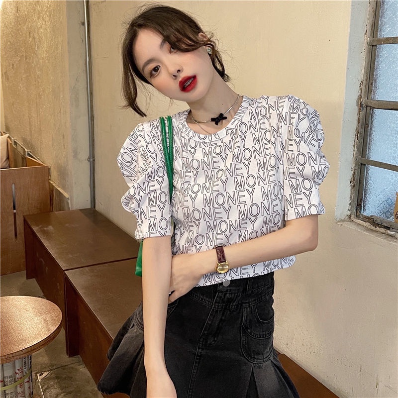 Áo Thun Cotton Tay Phồng Ôm Dáng Thời Trang Cho Nữ