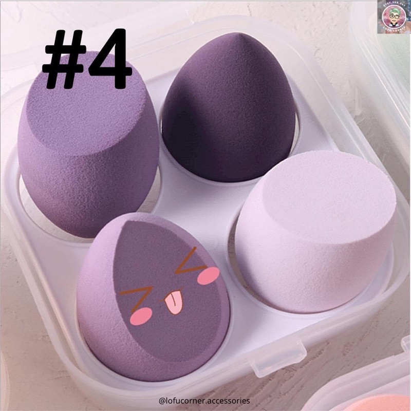 Hộp 4 Mút Tán Bông Nền Trang Điểm Hình Giọt Nước Siêu Xinh